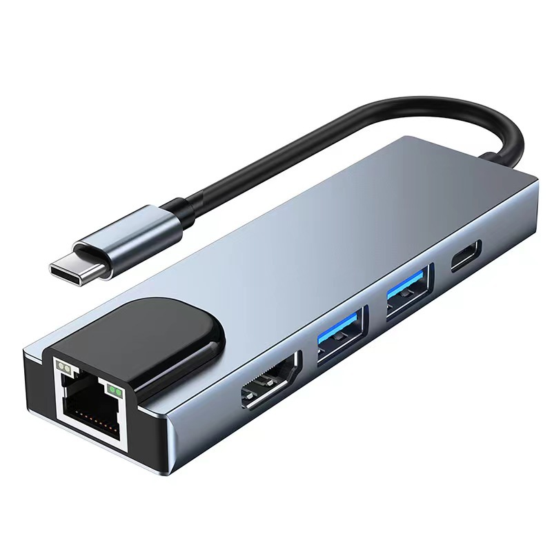 Type-C 6-in-1 Docking Station Usb3.0Hub 100m Network Computer Splitter Docking Station Hd