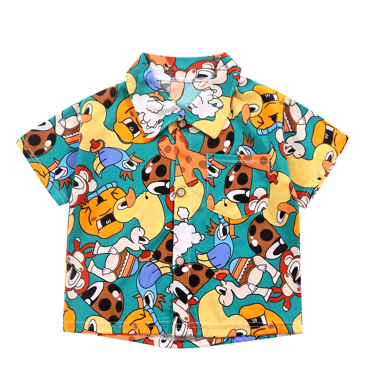 Children's shirt boys and girls lapel shirt summer baby short sleeve floral shirt floral shirt doll shirt wholesale