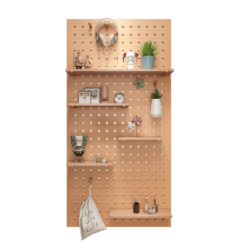 Solid Wood Hole Board Wall Storage Rack Wooden Wall Hanging Wall Bookshelf Partition Storage Rack Hanging Board Wall Rack Supply