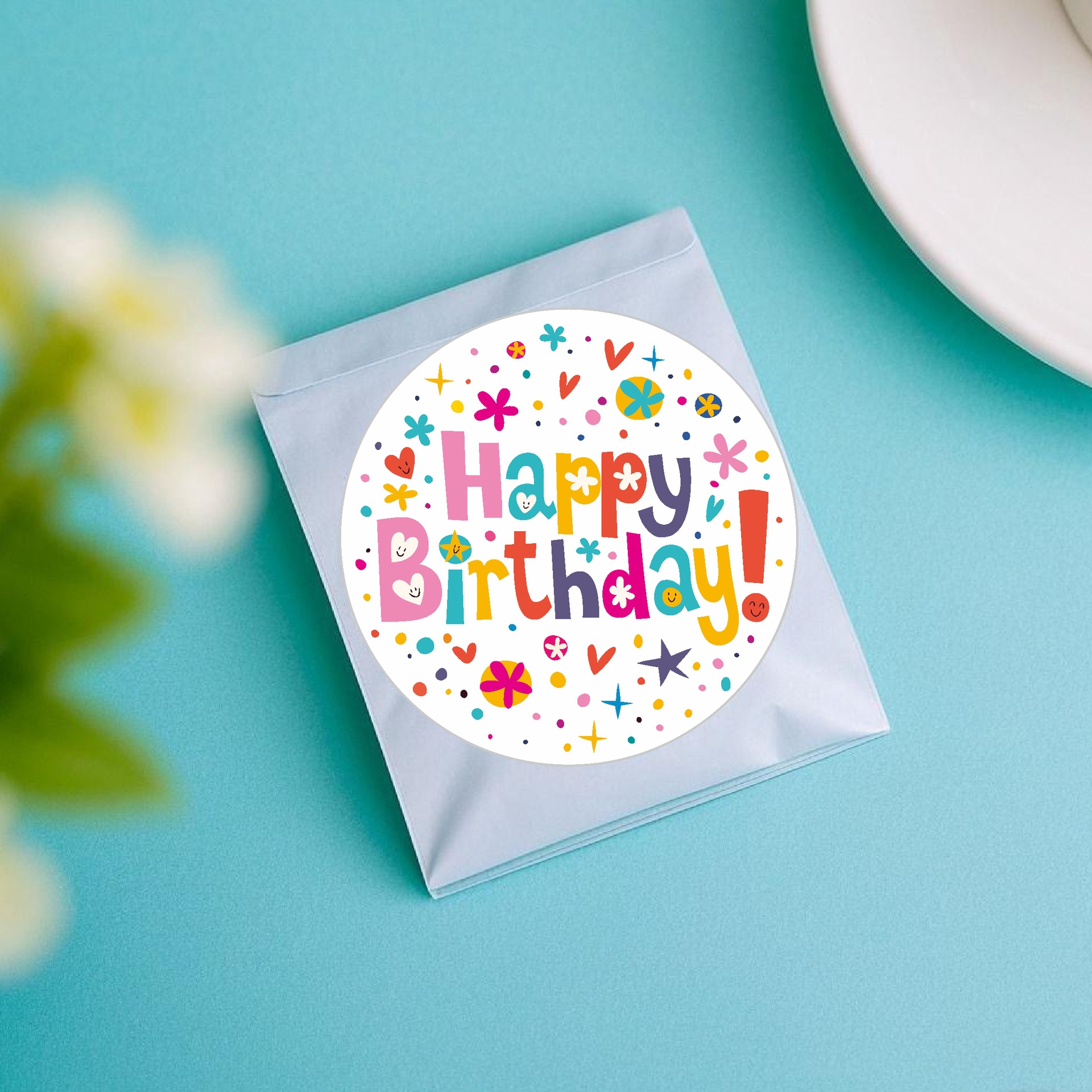 Cross-border 1.5-inch Happy Birthday Sticker Thank you for accompanying me with birthday gift decoration stickers kindergarten stickers