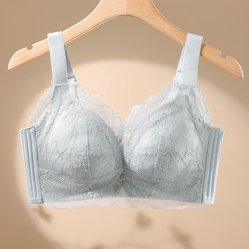 Benmingnian Big Red Wedding plus size Underwear Women's chubby girl Big Chest Small Chest Bra Thin Bra for Summer