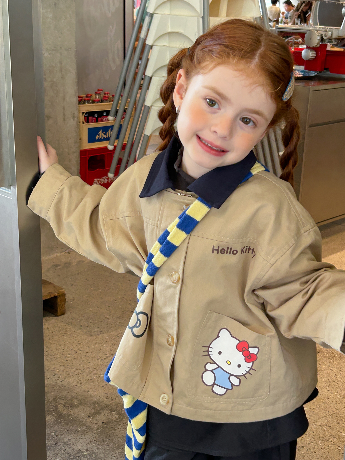 2025 Early Autumn Girls' New Fashion Versatile Hello Kt Simple Cute Lapel Cartoon Jacket Coat Trendy