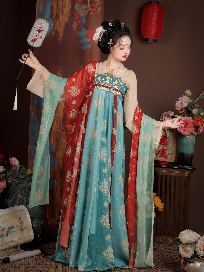 New Tang style original Hanfu Women's Chinese style improved chest dress autumn and summer daily student ancient costume Super fairy