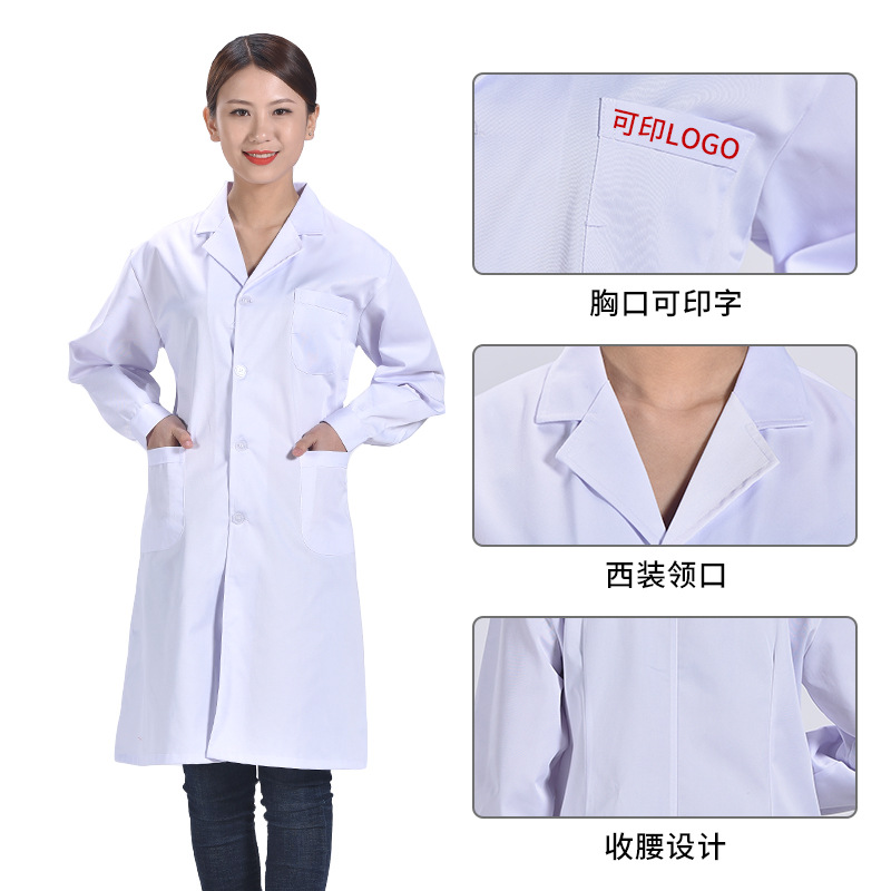 Long-Sleeved Thick White Lab Coats for Students, Laboratory-Made, Pharmacy-Made, Doctor Uniforms, Lab Coats, Medical-Specific