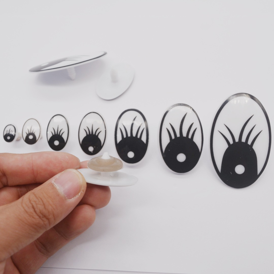Eyelash Black and White Cartoon Toy Eyes Oval Doll Plush Toy Plastic Eyes Black and White Cartoon Eyes