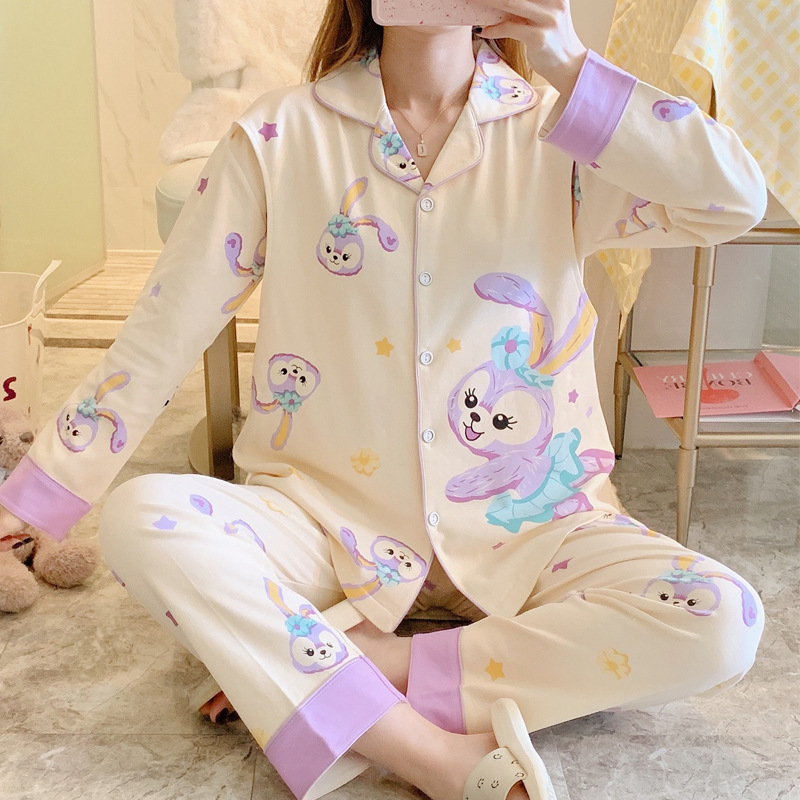 Moon clothing spring and summer cotton postpartum lactation pregnant women pajamas spring and autumn May 7 pregnant women breast-feeding home