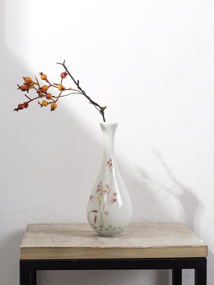 Jade Clean Bottle Tea Ceremony Flower-arranging Set Buddha Hall Supplies Dehua White Porcelain Small Vase Guanyin Bottle Buddha Zen Vase