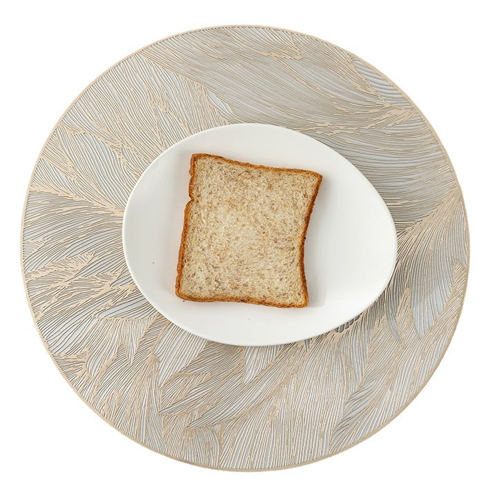 Bronzing Placemat PVC Waterproof Oil Insulated Table Mat Cross-border temu Hishiyin Amazon Explosive Solid Bottom Western Placemat