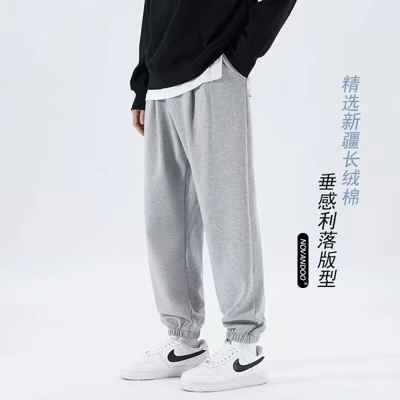 [100% хлопок] Спортивные брюки на флисе для мужчин, осень-зима, свободные, большие размеры