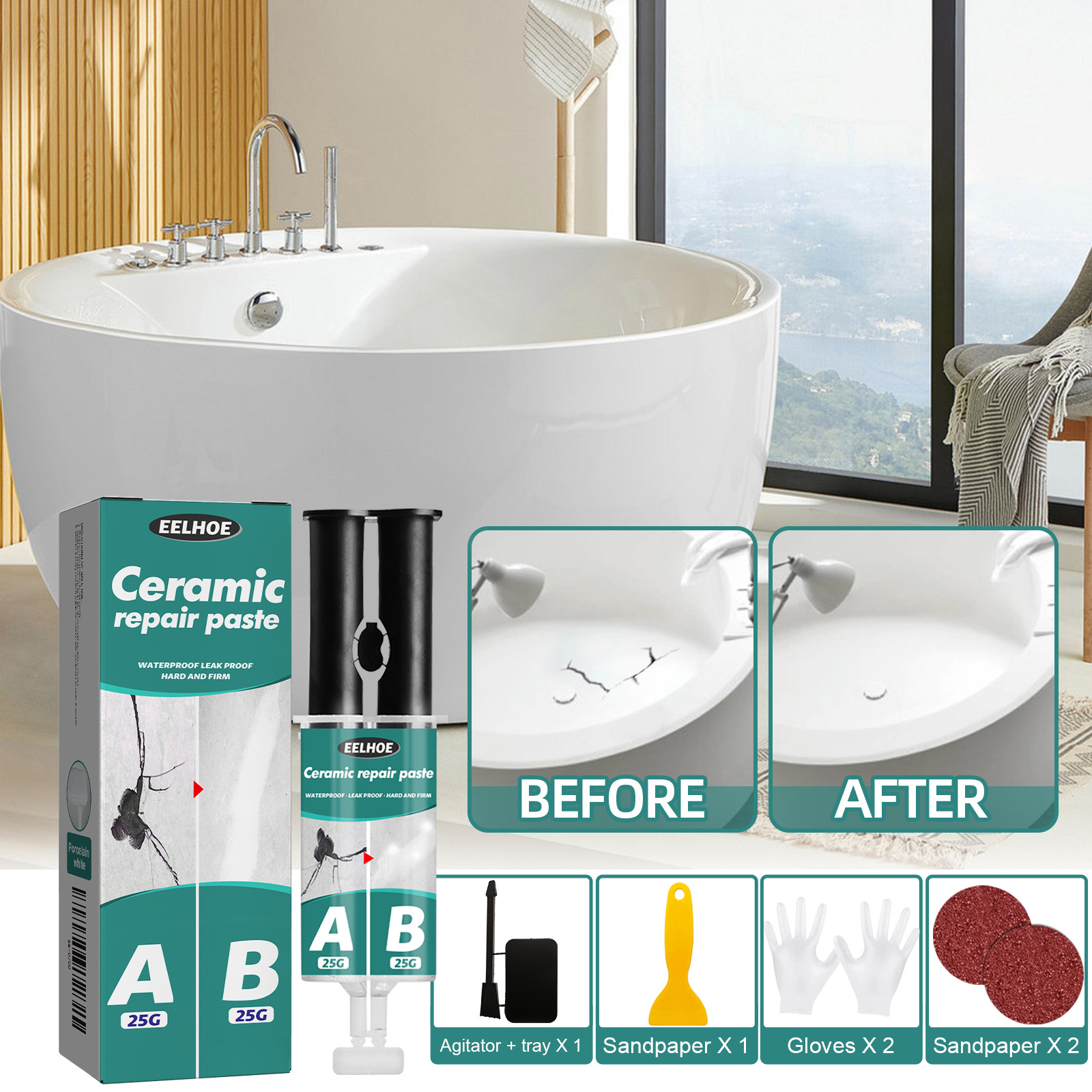 Eelhoe Tile Glue Tile Repair Agent Metal Tile Filling Crack Plugging Ab Glue Adhesive Glue