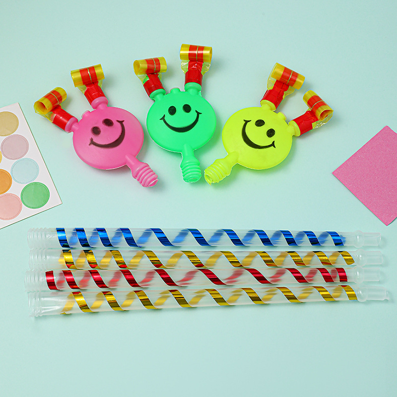 Large Blowing Dragon Smiley Face Long Pole Trumpet Whistle Blowing Roll Kidsren's Toys Street Stall Supply Small Gifts Wholesale