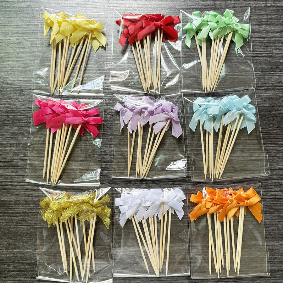 Bow Tab Cake Card Plug-in Dessert Baking Decoration Bow Tab Fabric Party Dessert Tab