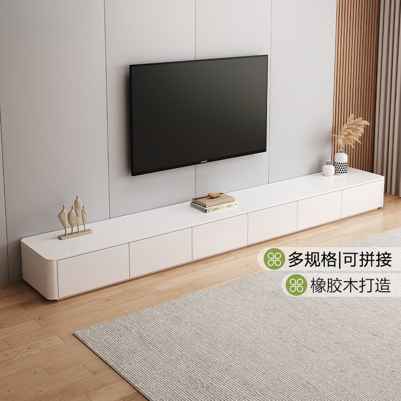Simple Modern Solid Wood Coffee Table Solid Wood Tv Cabinet Combination Light Luxury Slate Floor-Standing Cream Style Floor Cabinet