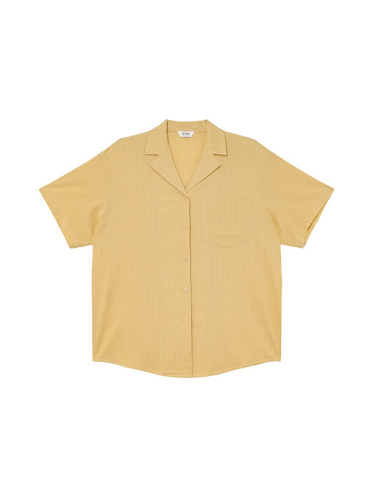 Niche Design Striped Short-Sleeved Shirt for Women Summer 2025 New Style