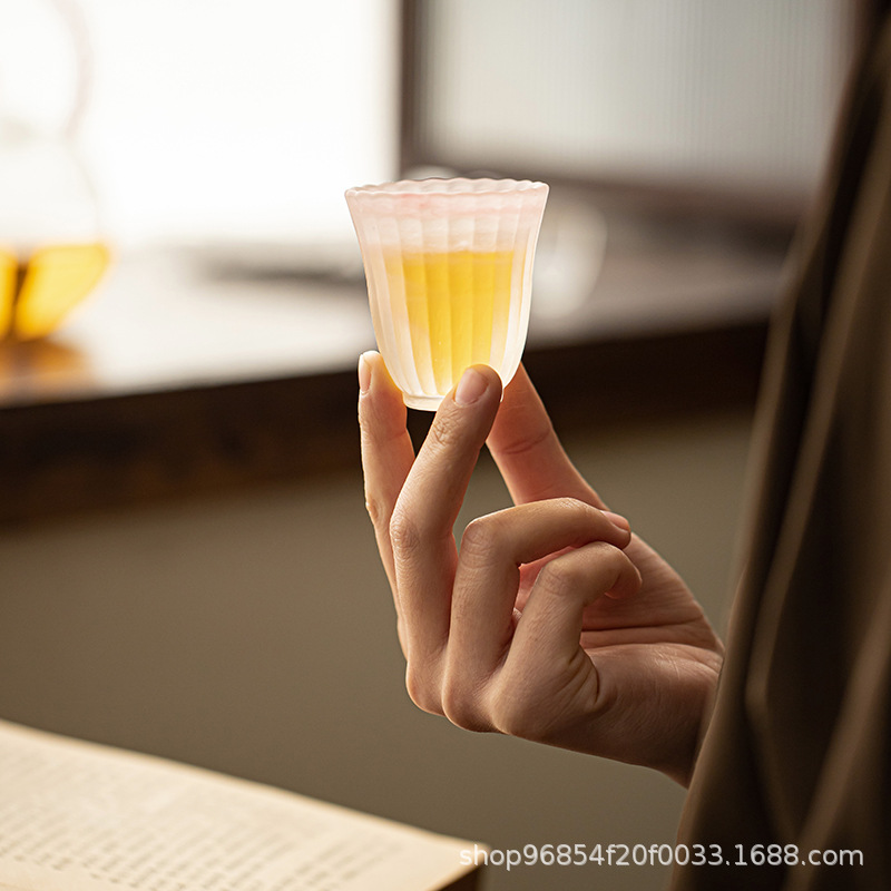 Ink Glazed Tea Cup Frosted Crystal Glass Master Cup Single Tasting Cup Kung Fu Tea Set Small Tea Cups for Drinking Tea