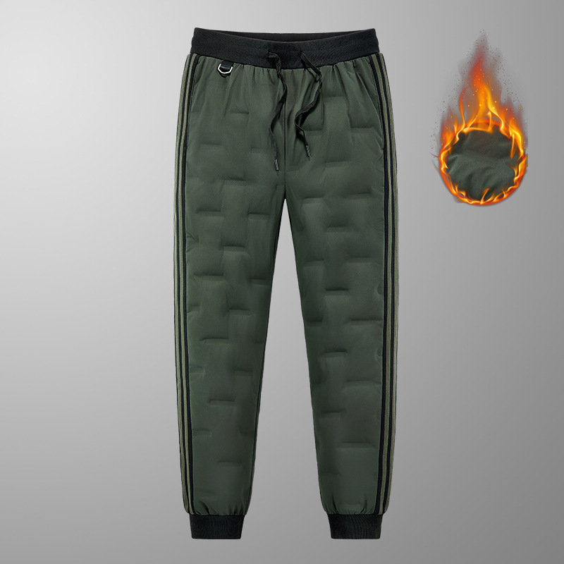 Новые зимние повседневные брюки из пуха для мужчин, ветрозащитные, теплые, с завязками на щиколотках