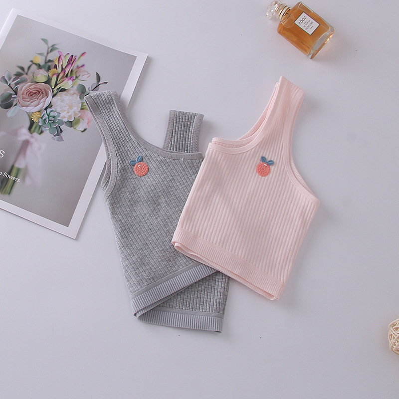 [In stock and fast delivery] double-layer girls' mid-length vest 8-15 years old girls' cotton Primary School junior high school development underwear