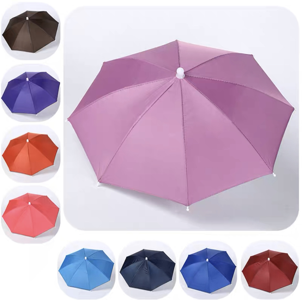 Head-mounted hat umbrella fishing large sun umbrella lightweight umbrella watermelon umbrella rainbow color stripe wholesale push umbrella
