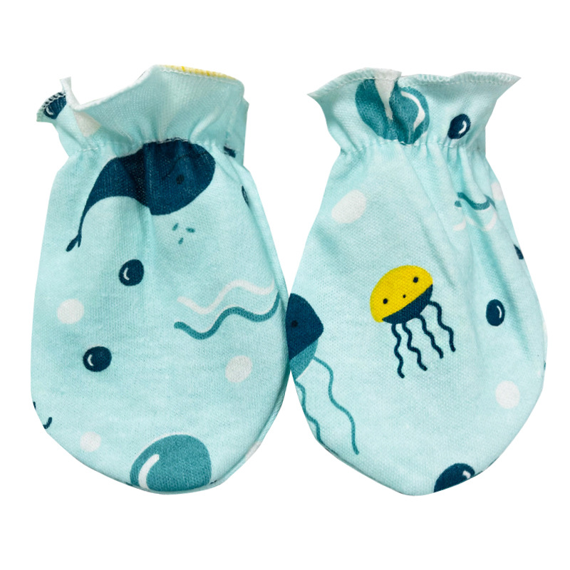 Baby anti-scratch gloves pure cotton breathable sweat-absorbent newborn gloves anti-scratch face washable bite summer thin