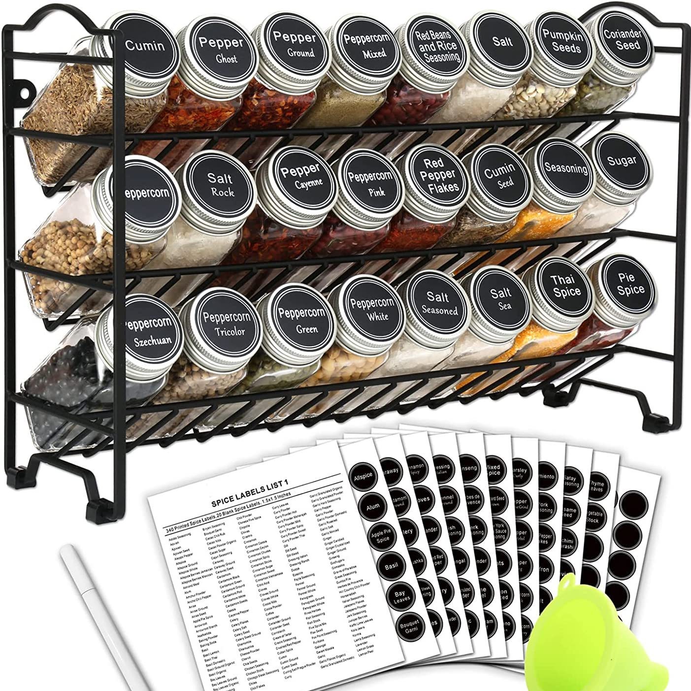 Cross-border kitchen wall-mounted spice rack cabinet storage and finishing rack flat iron desktop three-layer seasoning rack wholesale