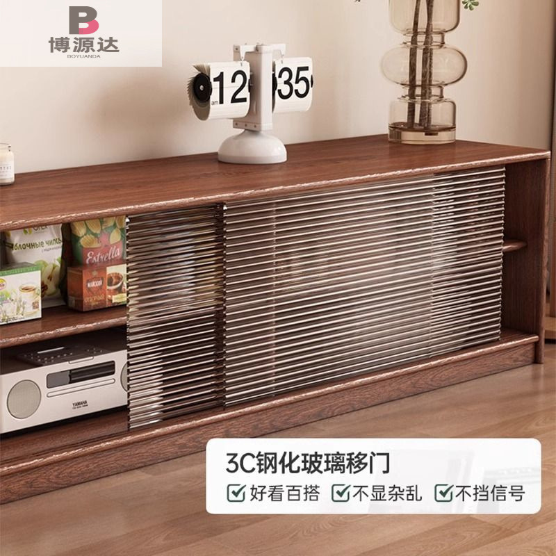 Full Set TV Cabinet Coffee Table Full Solid Wood Floor-standing Living Room Storage Integrated Film and Television Machine Side Cabinet TV Cabinet