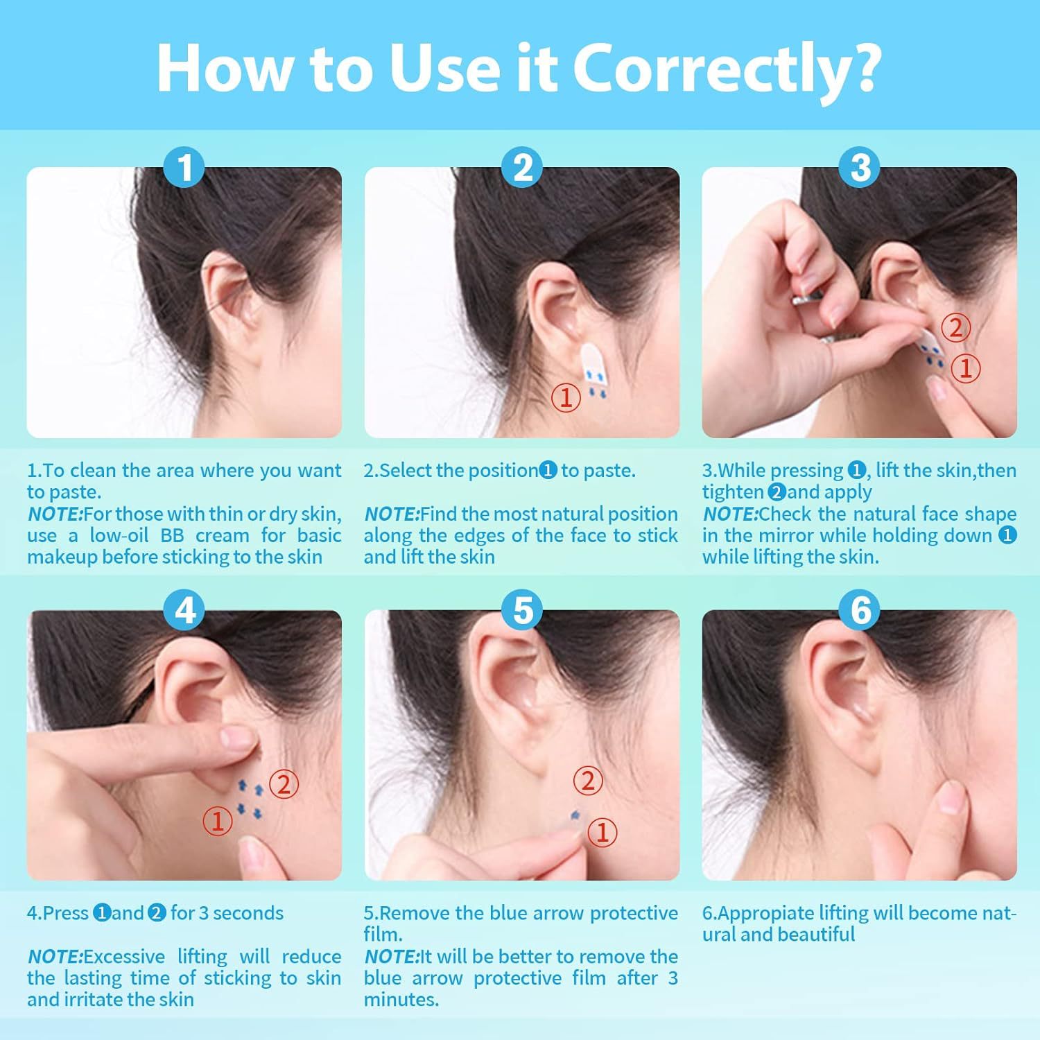 Cross-border New Invisible Face Lifting Tape Invisible Lift Patch Small Face Patch V Thin Face Patch Thin Face Patch Artifact