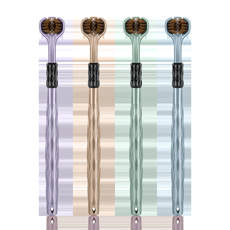 Three-sided toothbrush soft hair adult three-dimensional toothbrush tongue shaving three-head 3D type household soft hair manual generation wholesale