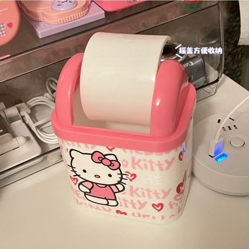 Girl Heart Cartoon Desktop Trash Bin Mini Office Living Room Household Lid Square Garbage Storage Bin