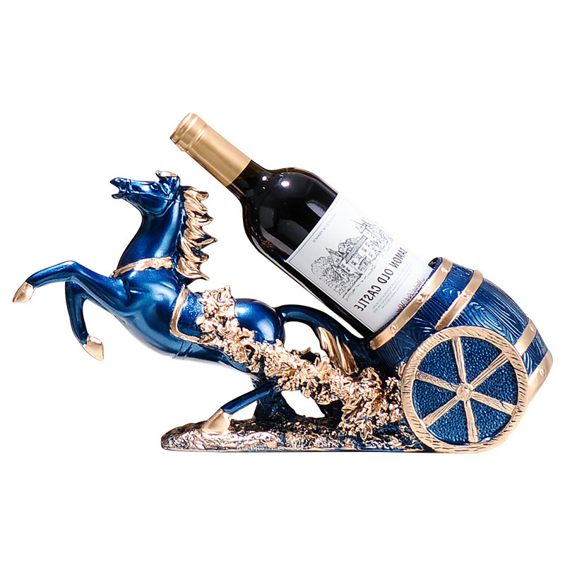 Cross-border European-style Deer-pull-cart Horse to Success Marathon Red Wine Rack Home High-end Wine Cabinet Decorations Crafts