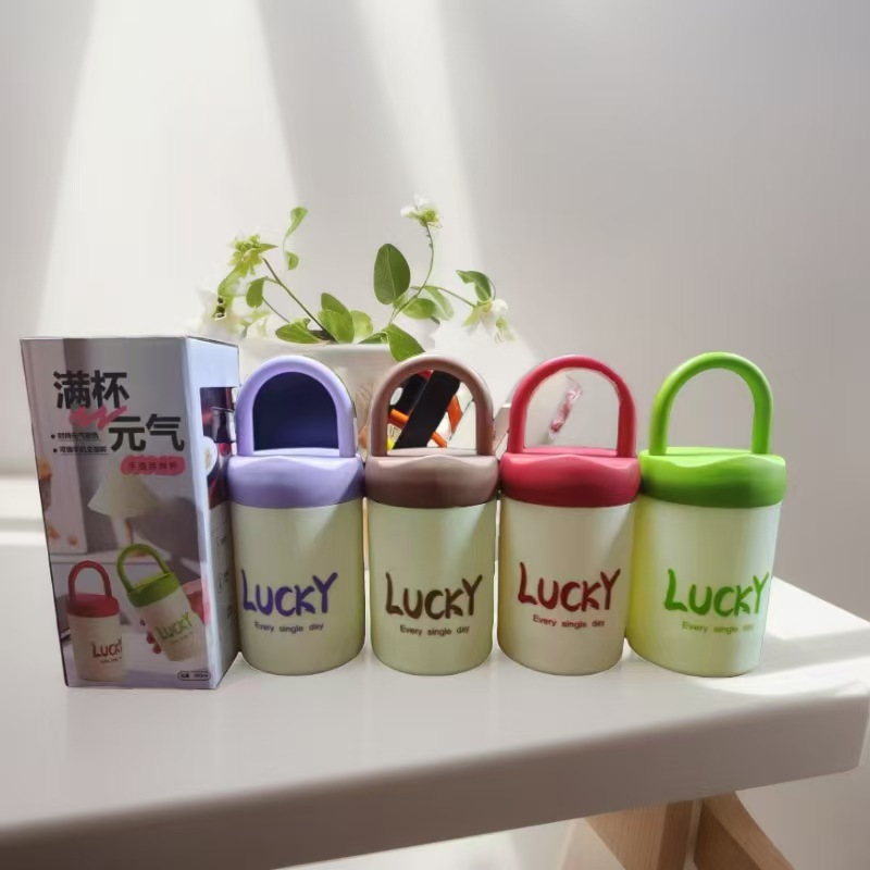 480ml double-layer plastic glass cup handle fat cup interesting mobile phone holder cup gift advertising cup in stock supply