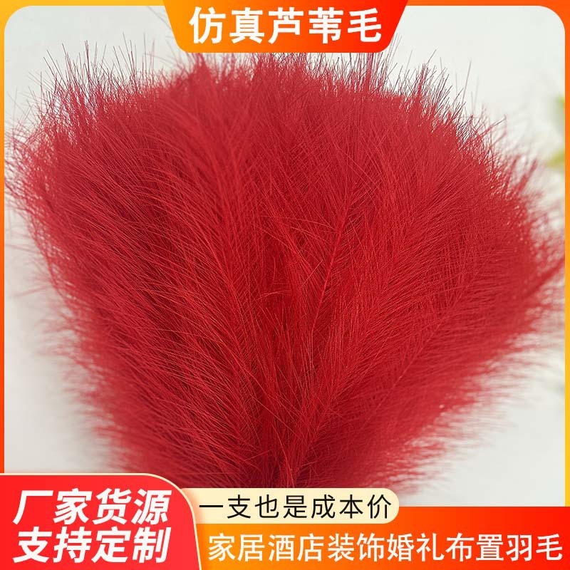 43cm Artificial Reed Feathers for Home Decoration, Single-Prong Feathers, Artificial Pampas Reed Feathers, in Stock, Factory Direct Supply for Cross-Border Trade