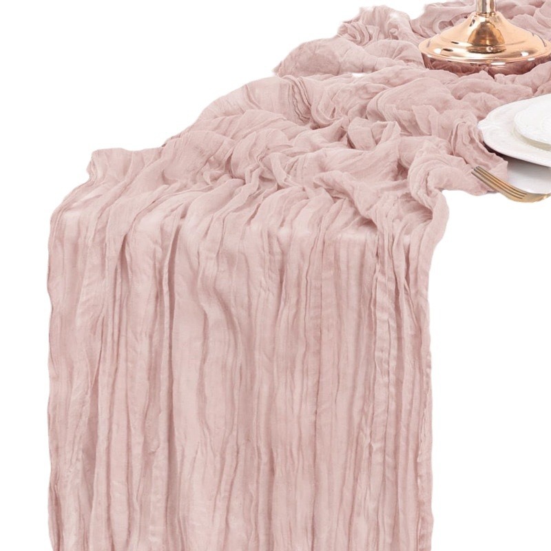 Cross-border Hot Home Birthday Party Decoration Bari Yarn Tablecloth Wedding Shooting Background Props Table Runner Wrinkled Cloth