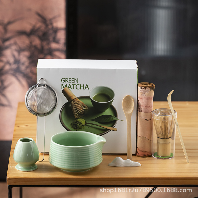 Cross-border Japanese-style tea ordering utensils suit tea bowl with mouth full set of tea set matcha tools gift box