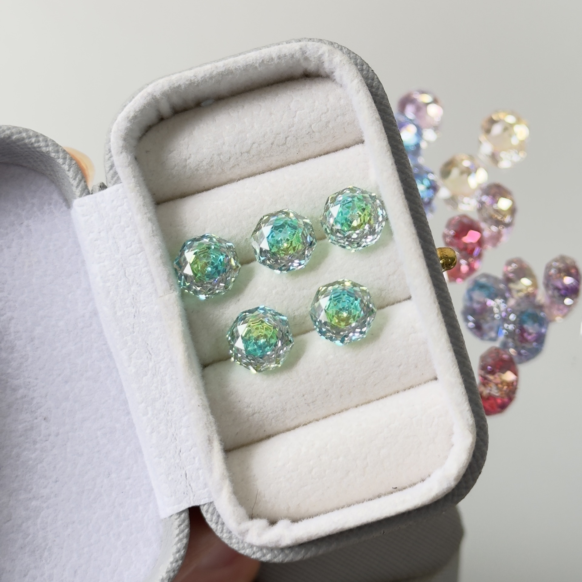 Factory Direct Sales Germanium Heart Coated Gradient Rose Cut Bare Stone Ear Bone Nail Raw Stone 5A Zircon