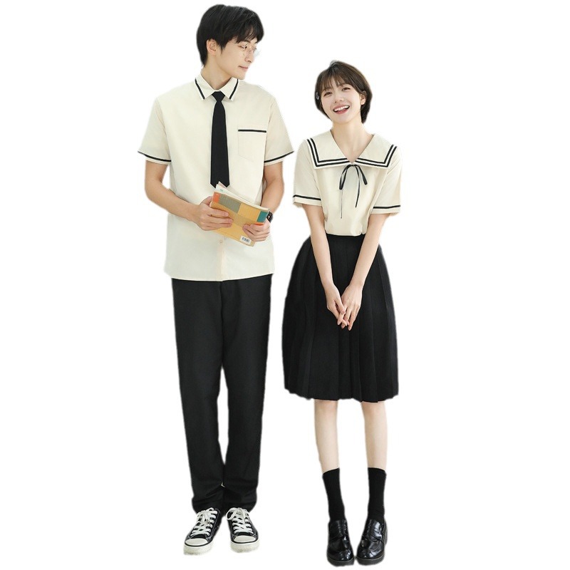 2024 couple wear summer new preppy style short sleeve JK uniform short sleeve shirt college performance clothing suit