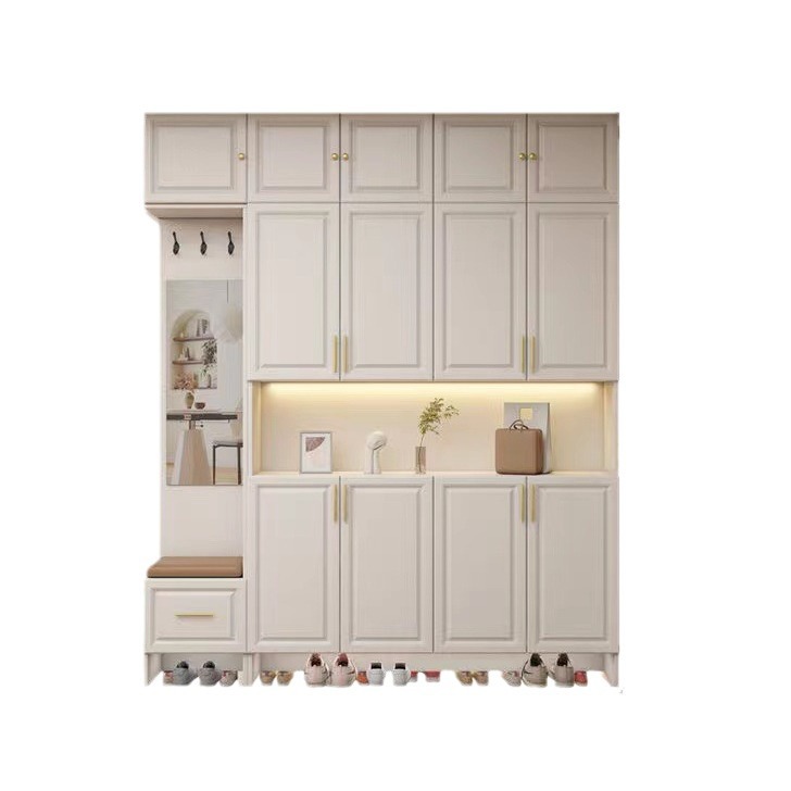 Solid Wood Shoe Cabinet Household Entrance Entrance Cabinet Modern Simple Large Capacity Integrated Wall Partition Storage Cabinet