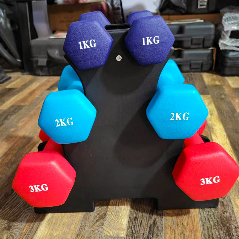 Dumbbell Hexagonal Rubber-Coated Dumbbell Fitness Equipment for Home Use, Women's Arm Training, Squats, Bone-Shaped Small Handbell, Plastic-Coated Dumbbell