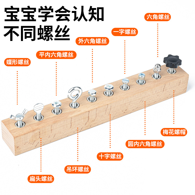 Montessori Early Education Wooden Toys Screw Dismounting Tools Use Exercise Cognitive Toys Kindergarten Small Class