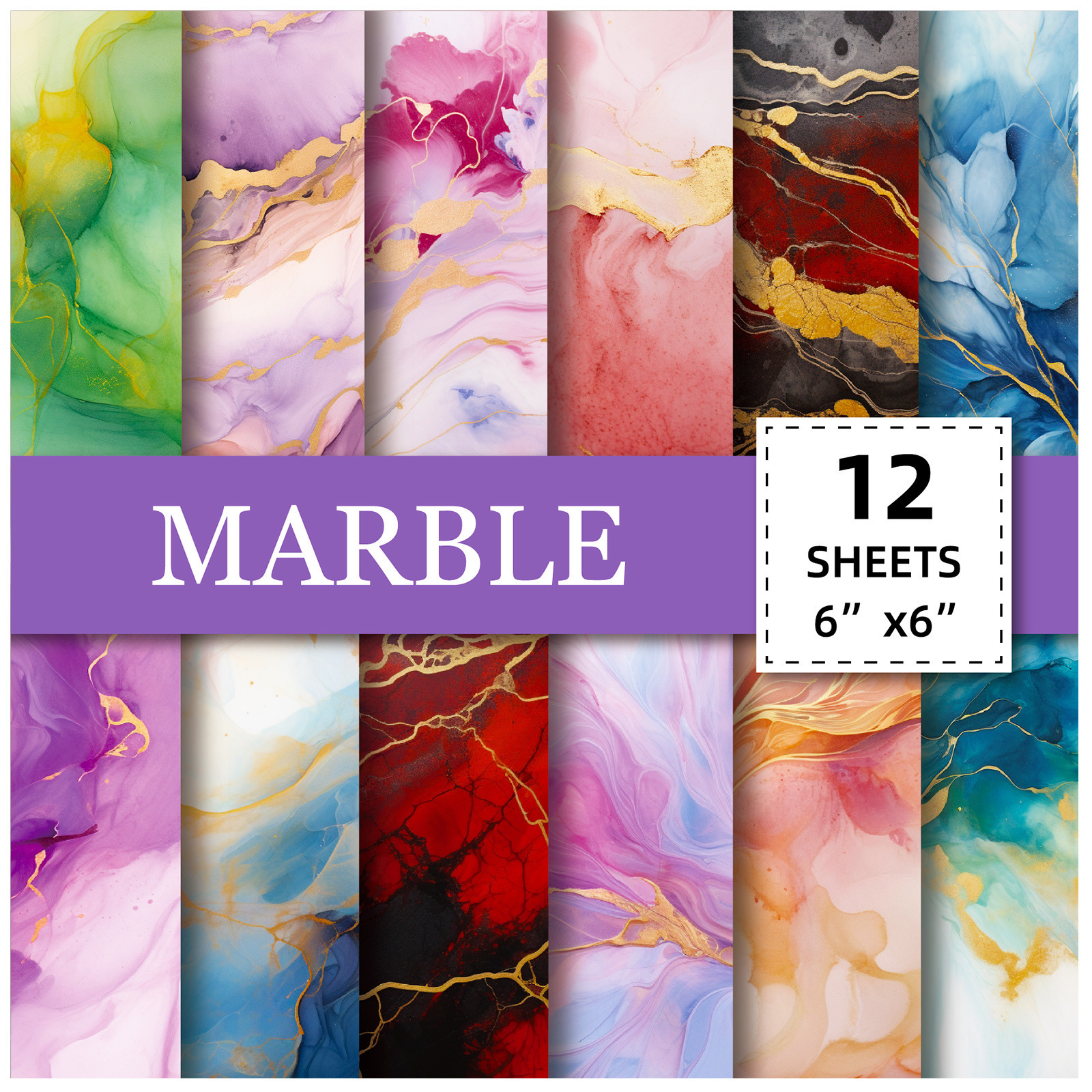 12 листов/упаковка, красная и розовая мраморная бумага с золотым фоном, для рукоделия, тонкая бумага для вырезания