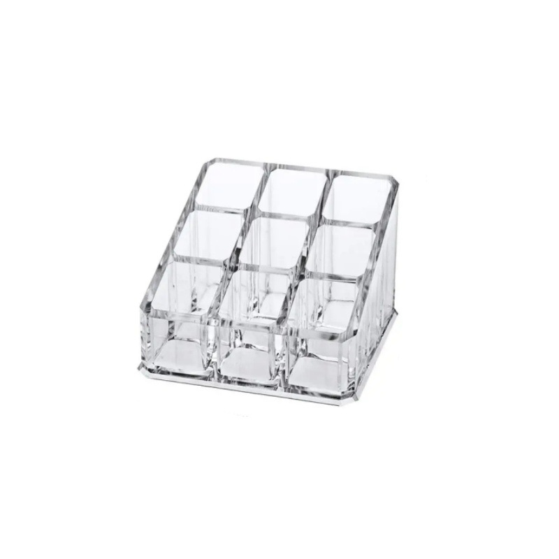 Lipstick Storage Box 9-grids Transparent Acrylic Lip Glaze Shelf Simple Small Dormitory Desktop Lip Gloss Cream Organizer Box