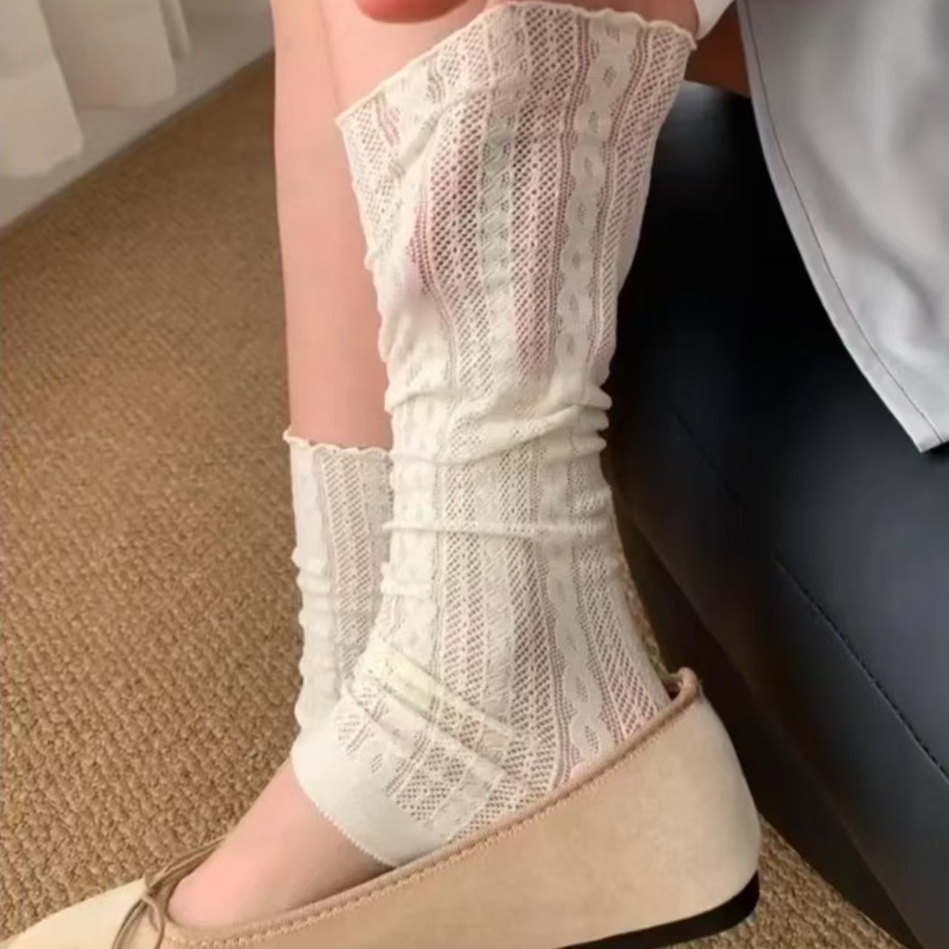 Носки в форме 8, японские длинные носки для девушек в сочетании с высокими сапогами, с кружевной отделкой