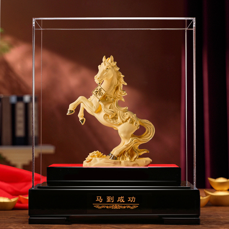 Zodiac Year of the Horse Mascot Velvet Sand Gold Success Ornament to Attract Wealth Decoration Company Housewarming Opening Cross-Border Export