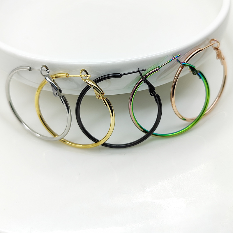 Кросс-бодер специальные серьги из нержавеющей стали 316L, большие круглые серьги с пружинной застежкой