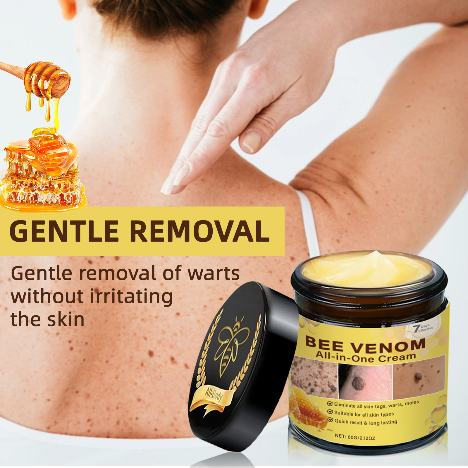 Cross-Border Temu Bee Venom Skin Care Cream Improves Flesh Cleansing, Removes Warts and Smoothes Skin Bee Venom Care Cream