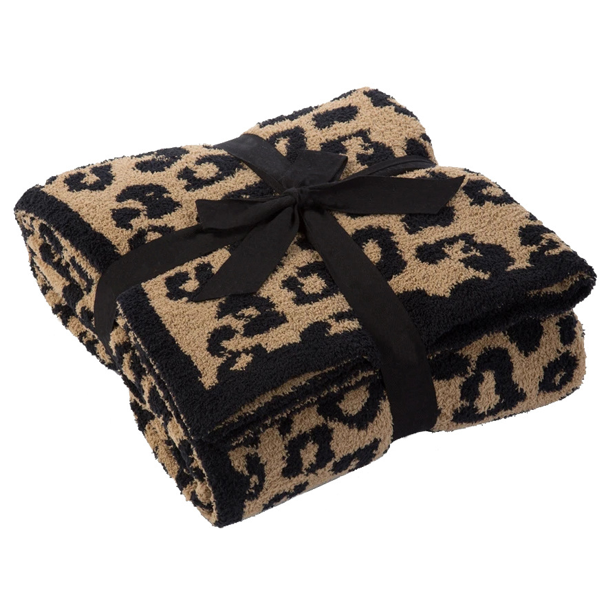 Half-side wool blanket children's knitted leopard print blanket fleece-lined knitted blanket barefoot leopard print blanket dream blanket