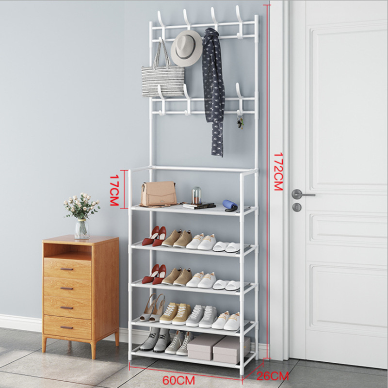 New Floor Shoes and Hats Rack Clothes Rack Integrated Combination Door Shoes Rack Coat Rack Hanger Household Shoes and Hats Rack