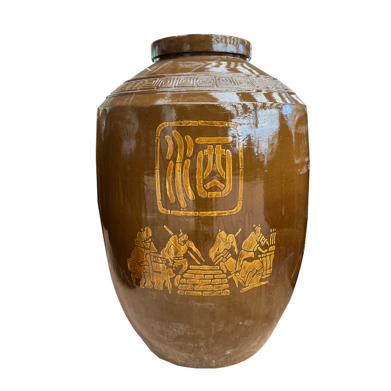 Big Wine Jar Sichuan Wine Jar Ceramic Wine Jar Earth Pottery Wine Jar Cellar Sealed Thickened Fermentation Hair