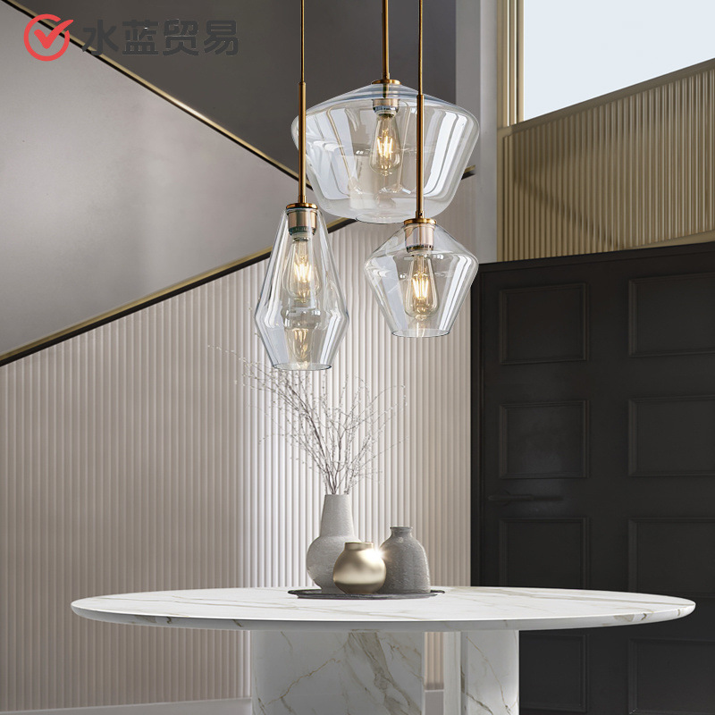 Nordic Lamps Glass Small Chandelier Modern Simple Light Luxury Restaurant Lamp Stair Lamp Creative Table Industrial Style