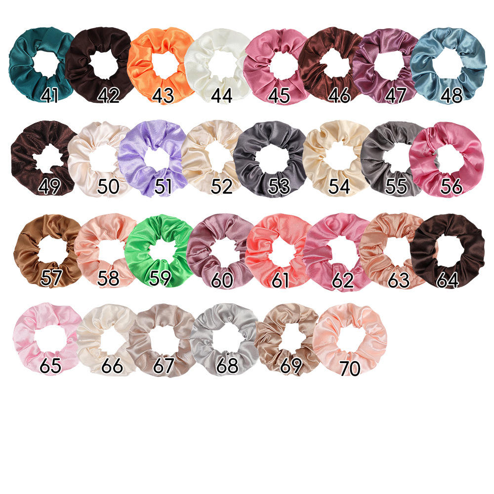 Cross-Border European and American Scrunchies in 70 Colors, Shiny Satin Hair Ties, Simple Solid Color Satin Hair Ties, High Ponytail Hair Ties for Women