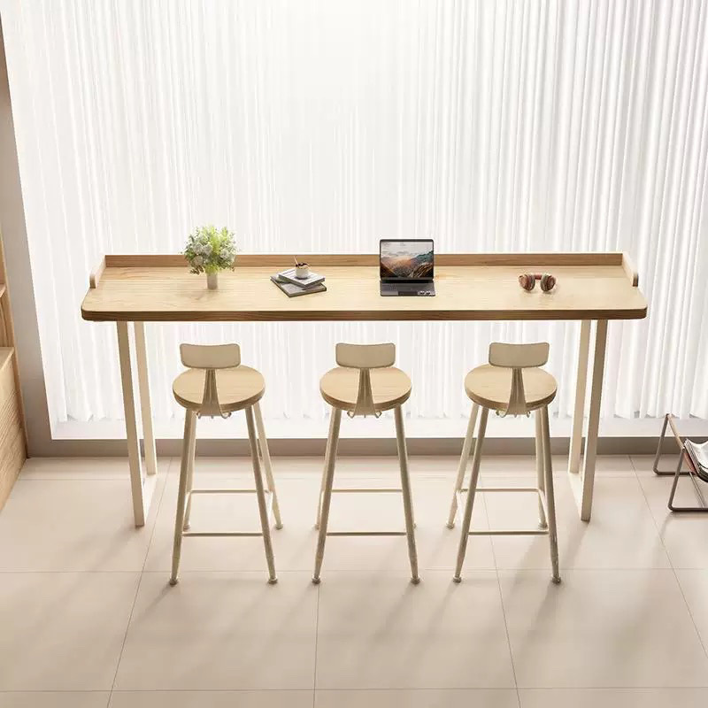 Yangtai Nordic Leisure Bar Home Simple Solid Wood Strip Table Against the Wall and Window Long Table Table and Chair High Leg Combination